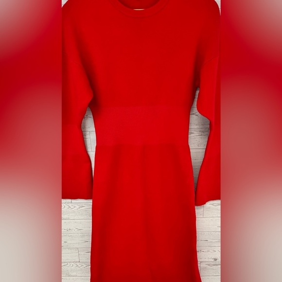 Tibi Women's Merino Wool Long Sleeve Knit Midi Dress Size XS Red - Picture 4 of 8